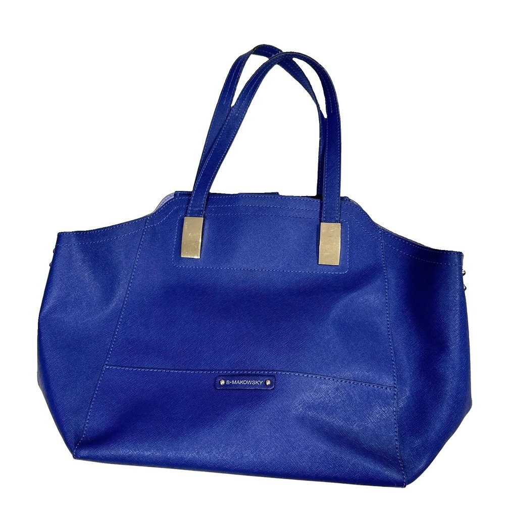 B. Makowsky Tote Bag Women's Royal Blue Double Shoulder Handles Handbag